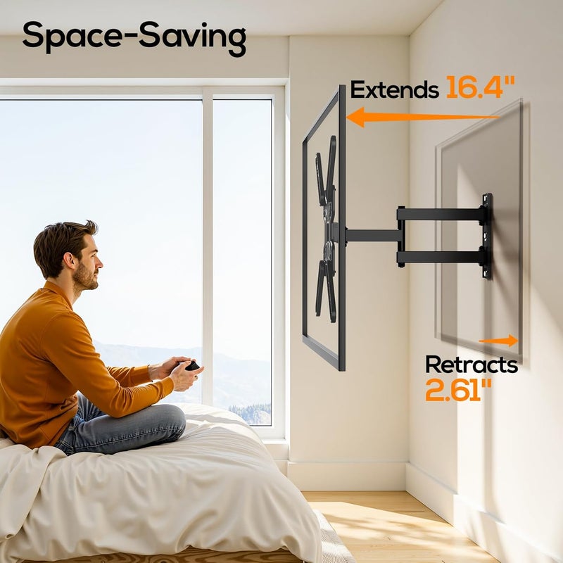 IWORKBOARD 43 50 55 inch Full Motion Corner TV Wall Mount for Most 32-60" TVs, Articulating Swivel Tilting TV Wall Mount Bracket, up to 77 lbs, VESA 400x400mm, Single Stud - Image 4